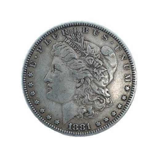 1881年 モルガン・ダラー XF - 極めて良好な90%銀貨 1ドル 米国コイン # 1856