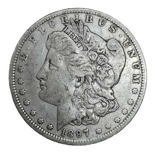 1897-O モルガン・ダラー VF - 非常に良好な 90% 銀貨 1 ドル米国コイン # 1477