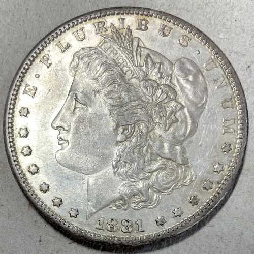 1881年代 モーガン シルバードル 1881-S 精巧なディテール、本物のAUチョイスパティーナ