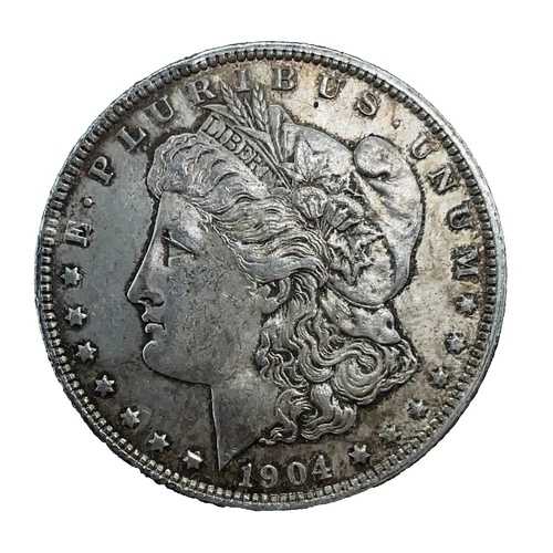 1904-O モルガン・ダラー トーニング AU/UNC。90% シルバー コレクターズコイン #1252