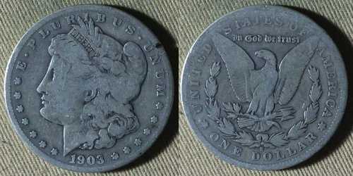 モルガン・ダラー：1903-S G-VG 詳細、Ding IRUS876