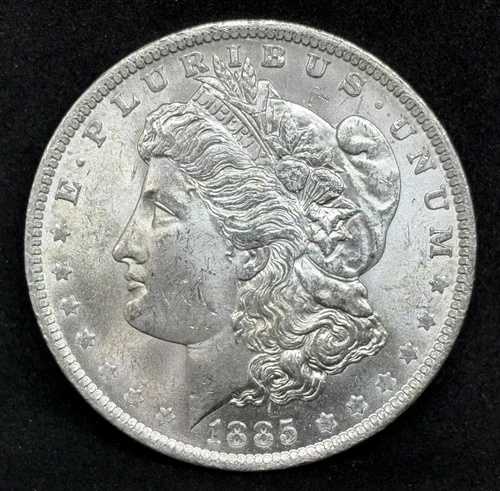 1885-O モーガン銀貨、状態良好、ブラストホワイト、高光沢！