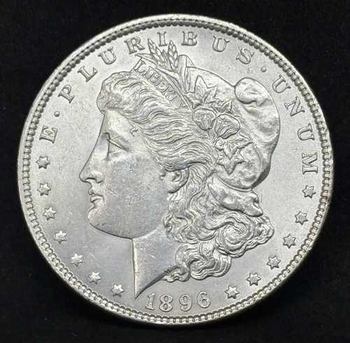 1896 年モルガン シルバー ダラー、BU+、ブラスト ホワイト、非常に素晴らしいコインです。