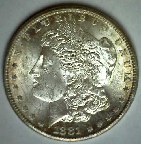 1881年 S Morgan BU シルバードル トーン 未流通 1ドルコイン サンフランシスコ造幣局 40,755円
