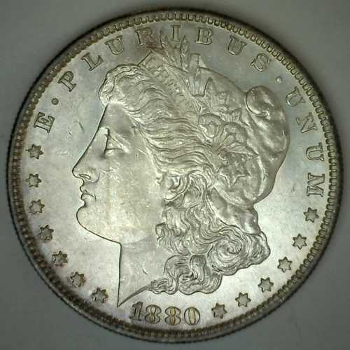 1880年 S モーガン シルバー ダラー コイン $1 サンフランシスコ造幣局 未流通 トーンエッジ