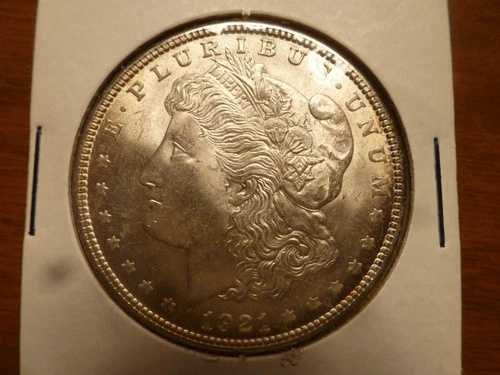 1921年 P モルガン銀貨 - AU/UNC -- 光沢のある表面 -- フィラデルフィア造幣局