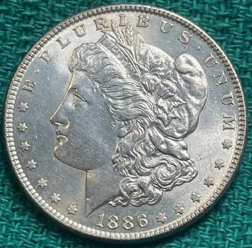 1886年ゴージャスなモーガン銀貨...MS+++光沢あり、ほぼ完璧なコイン