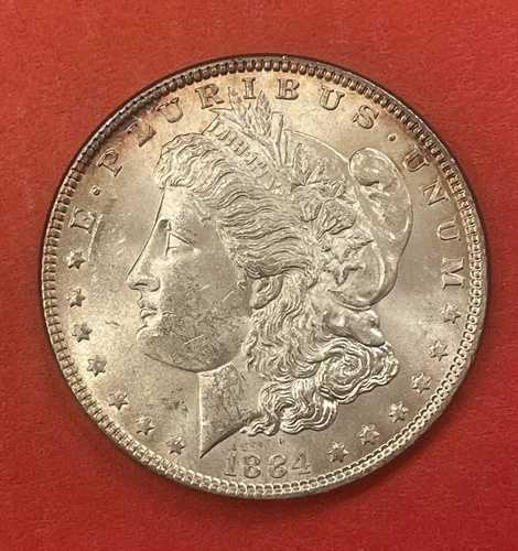 1884年 P モルガン銀貨、宝石付き、未流通