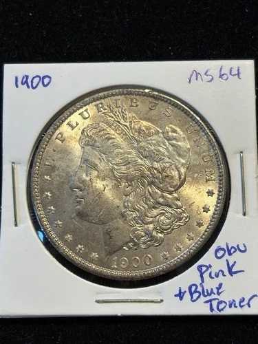 1900年 モルガン銀貨 高品質 UNC 表面 ピンク＆ブルートナー、ブラストホワイトレベリング