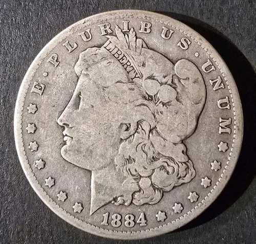 1884年 P モルガン銀貨 1ドル 90%銀 - 流通品 - 送料無料