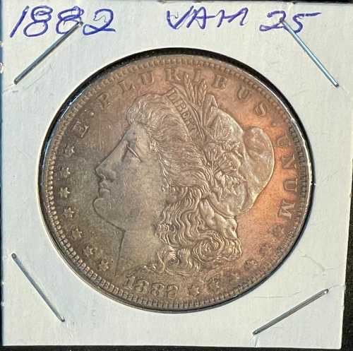 トーン付き 1882 年 モーガン シルバー ダラー AU 詳細 高品質。