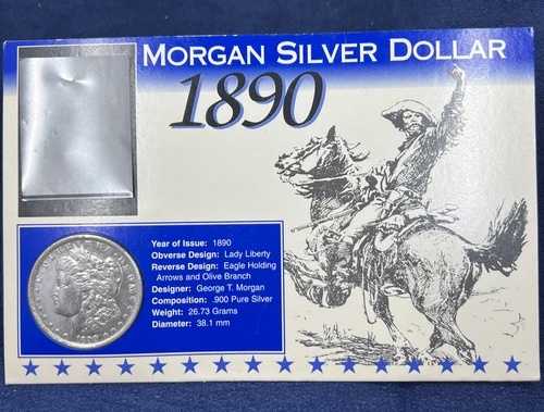 1890年モルガン銀貨（歴史的出来事の刻印入り） - 裏面にトーン加工！ロットZ 181