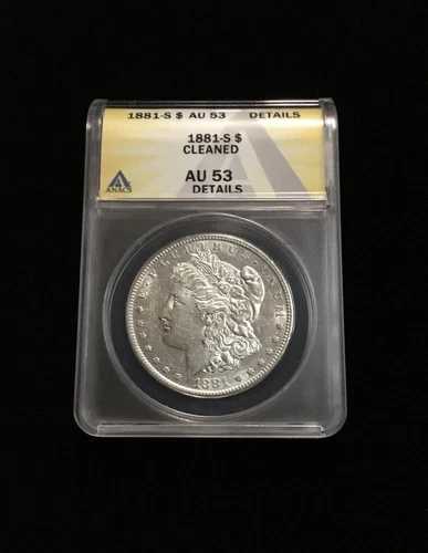 1881 S ANACS AU 53 モルガン銀貨 1ドル **詳細** **クリーニング済み**