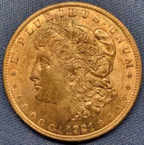 1921年 モルガン銀貨 非常に良好 AU フィラデルフィア造幣局 グレード：普通