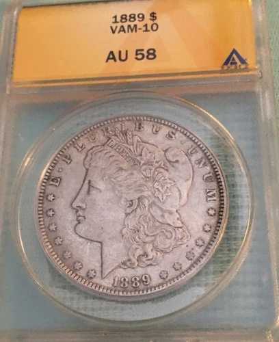 1889年 1ドルモルガンドル（銀貨）、ANACS AU58 VAM-10