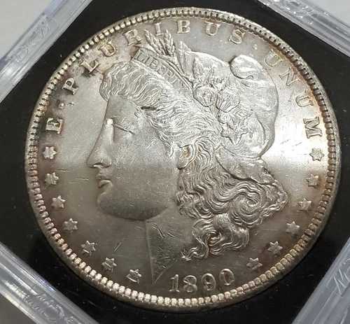 1890 年モーガン シルバー ドル MS 美しい色調の光沢のある未流通の素晴らしいコイン !!