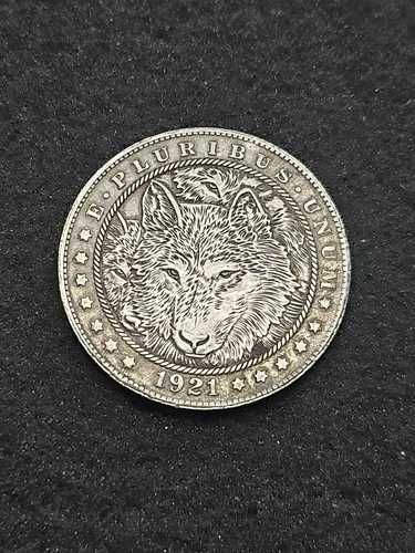 1921年 P モルガン シルバー ダラー ウルフ エッチング デザイン コイン 38,610円