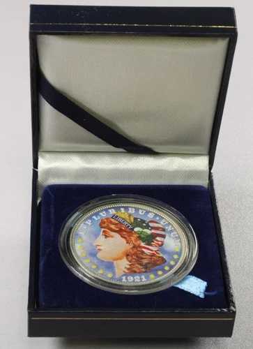 1921年 1ドル モルガン銀貨（フルカラー、箱付き）