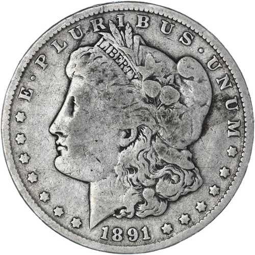 1891年 (P) モーガン銀貨 非常に良い VG 写真参照 E701
