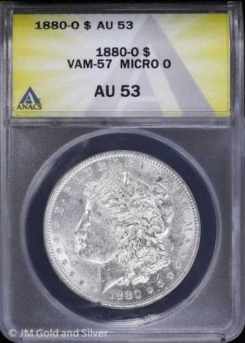 1880-O 1ドル モルガン銀貨 ANACS AU 53 | VAM-57 マイクロ O