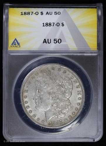 1887-O 1ドルモルガン銀貨 ANACS AU 50