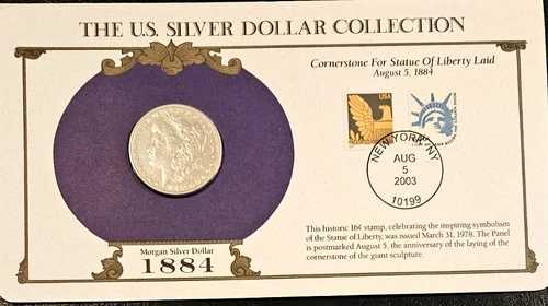 1884 年モルガン銀貨米国郵便記念切手セット 希少な F/16 セント切手!