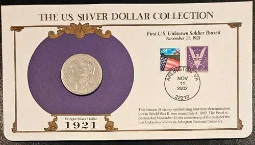 1921年 Dモルガン銀貨 米国郵便記念切手セット 希少 3/34セント切手