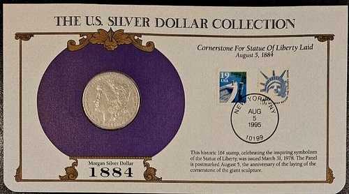 1884 年モルガン銀貨米国郵便記念切手セット 希少な 19/16 セント切手!