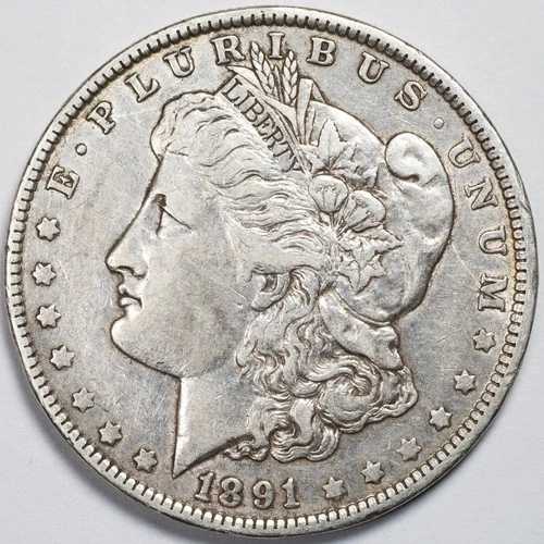 1891-O モルガン銀貨 ニューオーリンズ造幣局 非常に良好な状態 (VF)