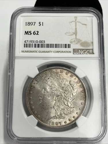 1897年 モルガン銀貨 1ドル - MS62 NGC - フィラデルフィア