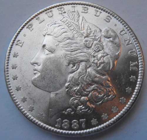 1887年 P モルガン銀貨、美しい未流通コイン (87PDA1) 送料無料