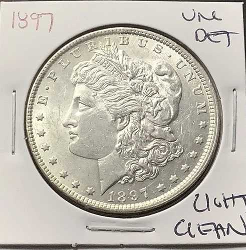 1897年 モルガン銀貨 AU+/Unc 詳細 軽く洗浄済み 銀90%