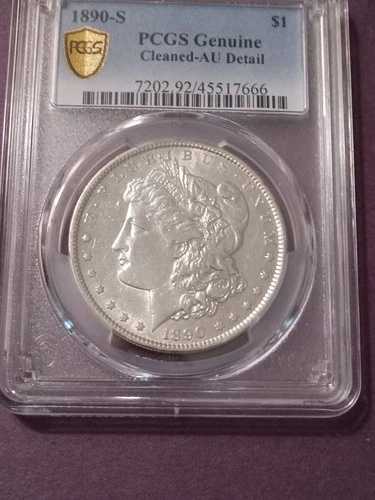1890-S 1ドルモルガン銀貨。希少な日付とミントの組み合わせ。PCGS AU