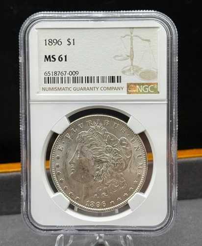 1896-P 1ドル モルガン銀貨 NGC MS61