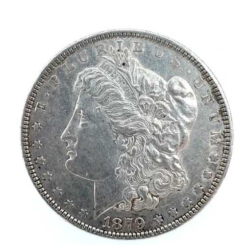 1879年 モルガン・ダラー AU-約未使用 90%銀 1ドル USコイン # 1998 40,040円