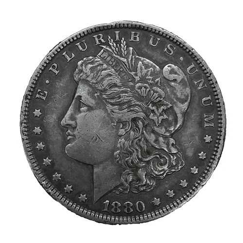 1880年 モルガン・ダラー トーンド AU。90%銀 1ドル USコイン #1432