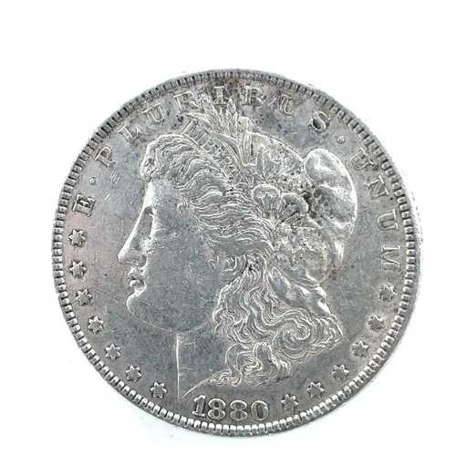 1880年 モルガン・ダラー VF- 非常に良好な90%銀貨 1ドル米国コイン #953