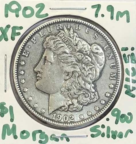 1902年 モルガン銀貨 $1 フィラデルフィア - 7.9m セミキーデート - XF 美品