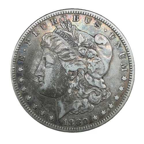 1880-O マイクロ o モルガン ダラー レインボー トーニング 90% シルバー $1 米国コレクターズアイテム #1293
