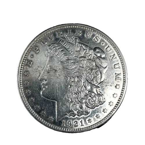 1921年 D モルガン・ダラー AU。90% 銀 1 ドル US コイン # 1256
