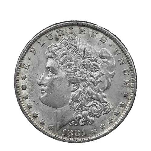 1881年 モルガン・ダラー 未使用 表面・裏面がぶつかった状態 90% 銀 1ドル 米国コイン # 2477 40,040円