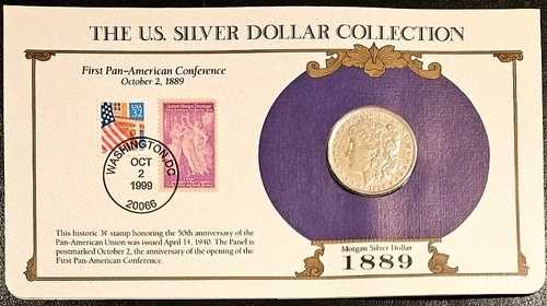 1889年モルガン銀貨米国郵便記念切手セット、希少な3/32セント切手