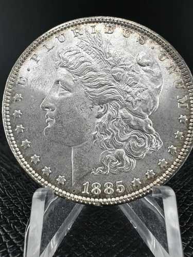 1885 P モーガン シルバー ダラー AU / UNC リム トーニング良好