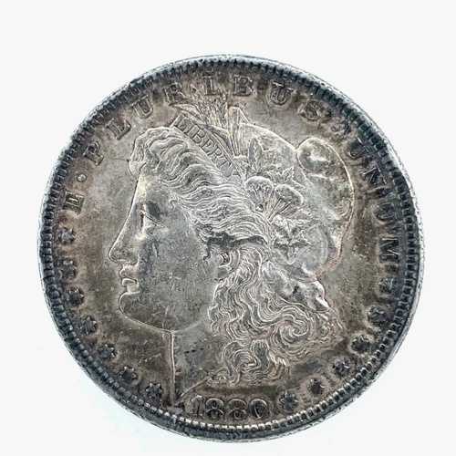 1880年 モルガン・ダラー EF-極上光沢 90%銀貨 1ドル 米国コイン #611