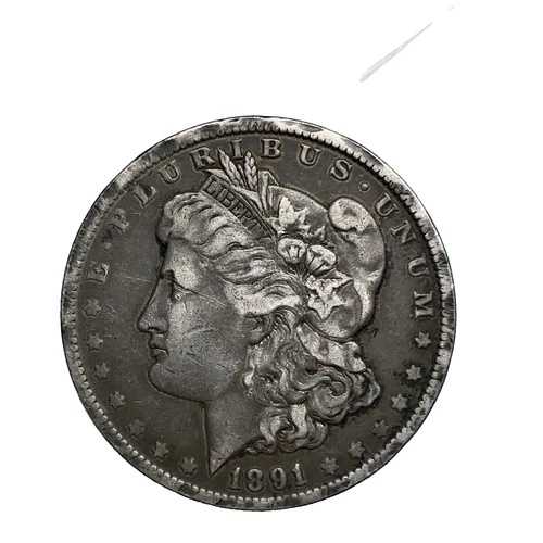 1891年 モルガン・ダラー VF 非常に良好な90%銀貨 1ドル 米国トーンコイン #417