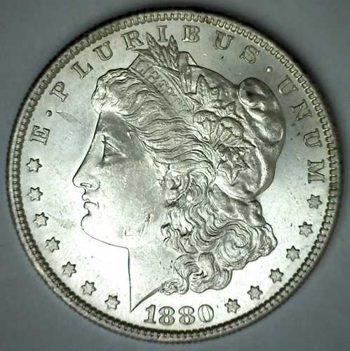 1880年 S モルガン シルバードルコイン サンフランシスコ BU $1 軽く色あせたエッジ