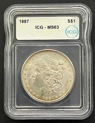 ???? 1887年 モルガン銀貨 MS63 ICG 証明書番号 6811931604 「雄羊に若干のトーニングあり