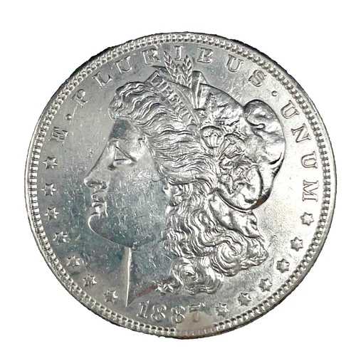 1887年 モルガン・ダラー UNC MS 一部ミルキースポット 90% 銀 1ドル 米国コイン #1496