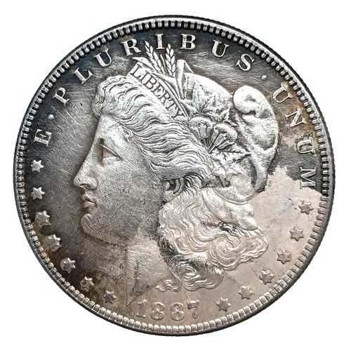 1887-P モルガン・ダラー AU- 未流通 90% 銀 1 ドル US コイン # 332
