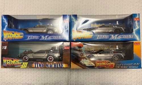 サンスター 1/18 バック・トゥ・ザ・フューチャー デロリアン 4ピースセット ダイキャストモデルカー